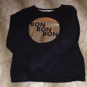 Black Bon, Bon, Bon long sleeve crew neck.